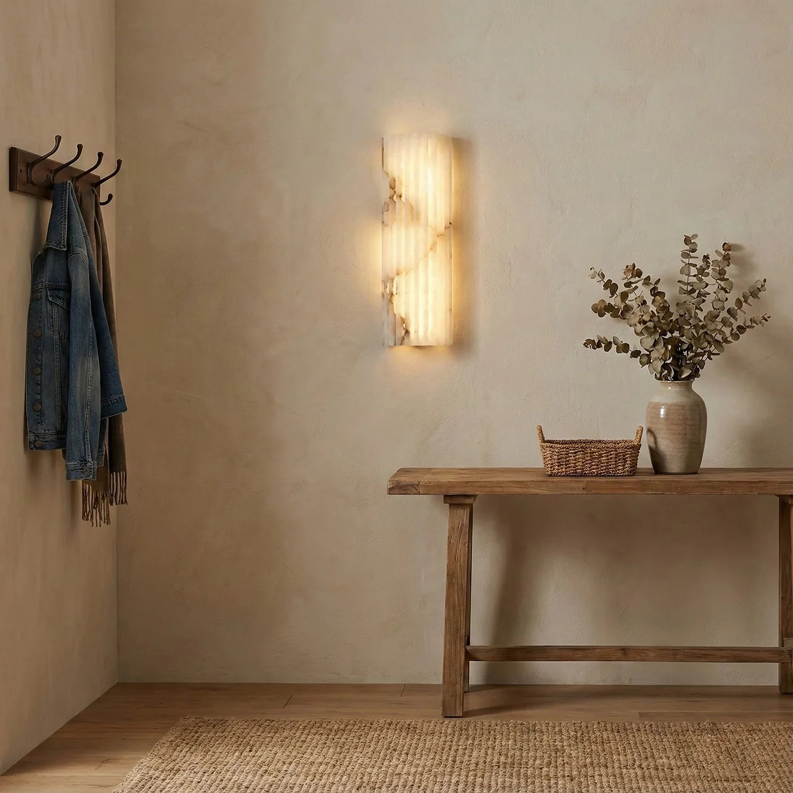 Alabaster Vertical Groove Wall Lamp
