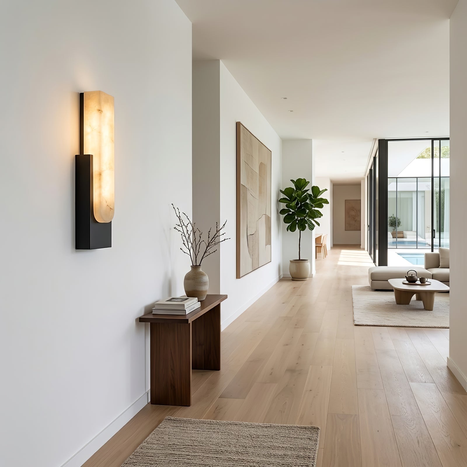 Alberta Brass Marble Wall Light