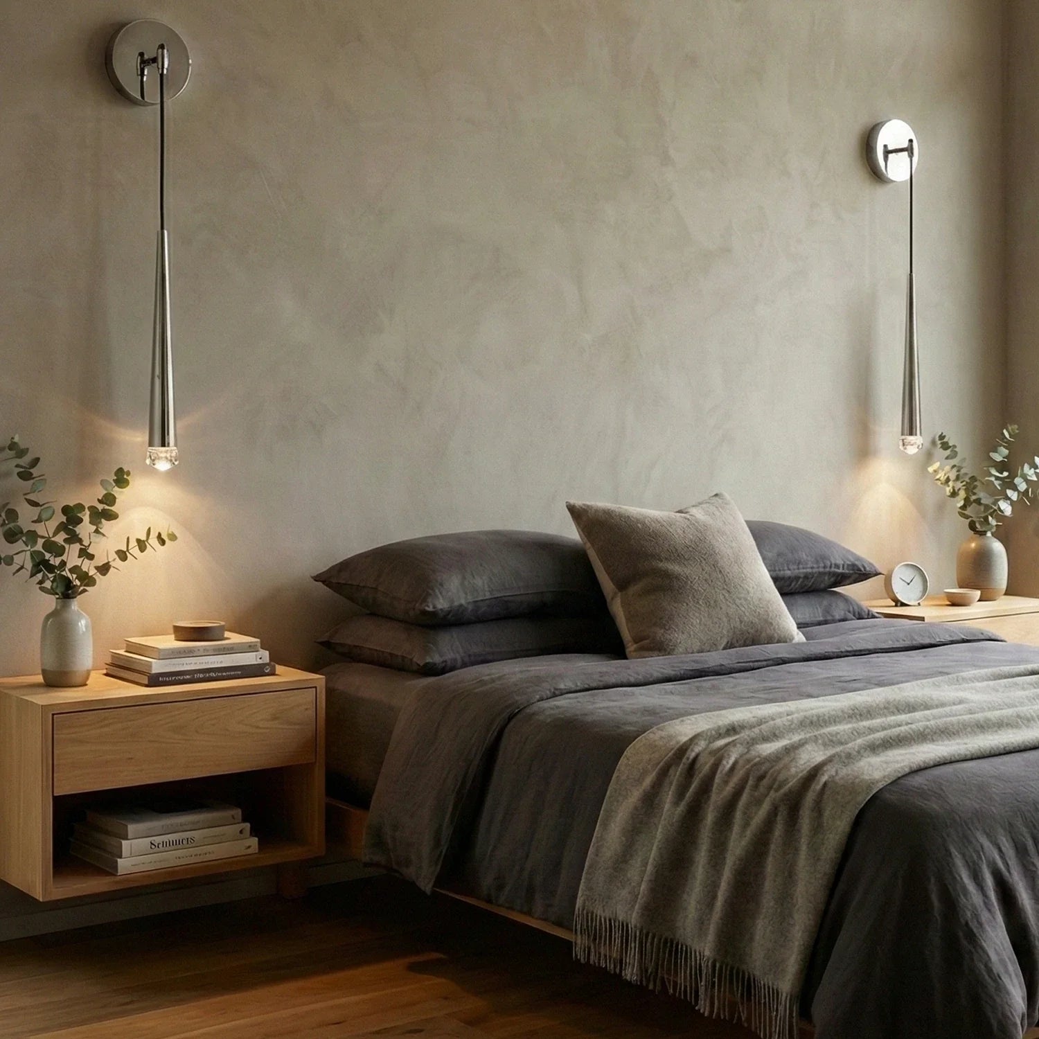 Brass Spinal Tube Crystal Wall Lamp