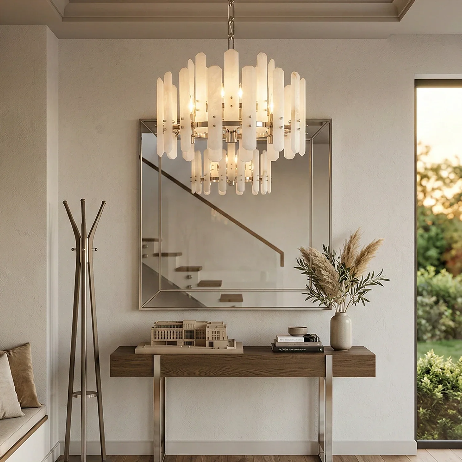 Artisanal Alabaster Large Chandelier