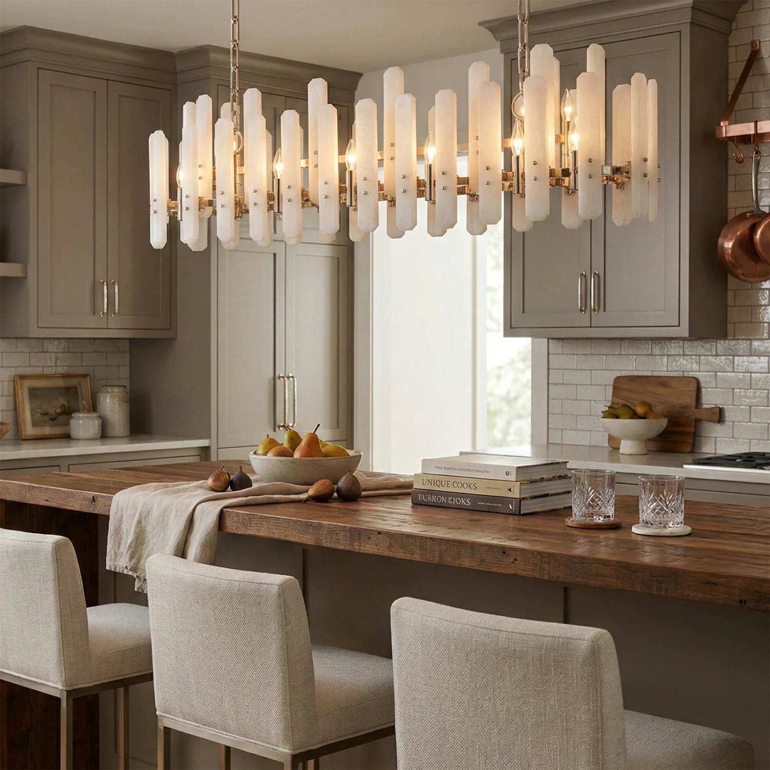 Artisanal Alabaster Large Chandelier