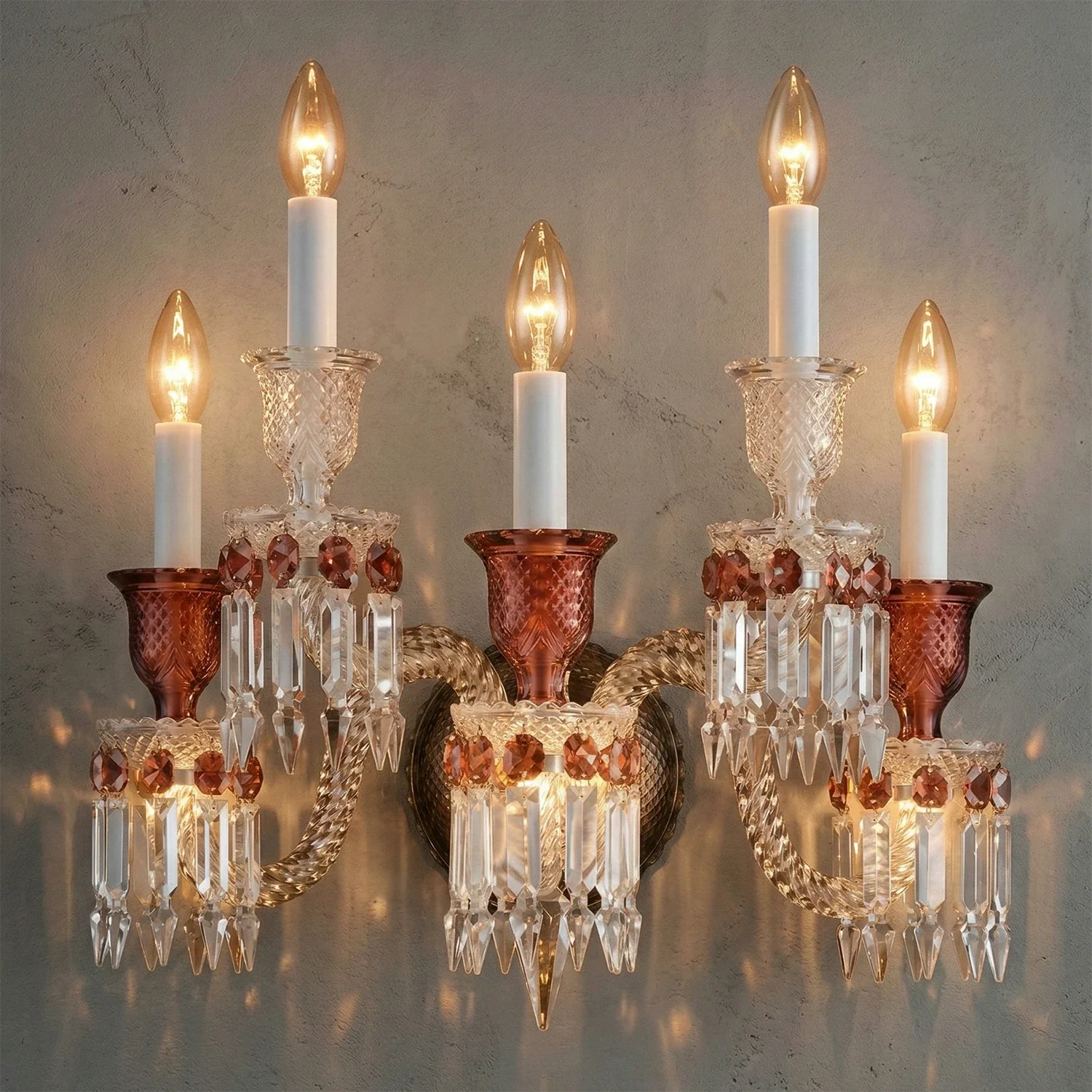 Caelum Apex Red Crystal Wall Lamp
