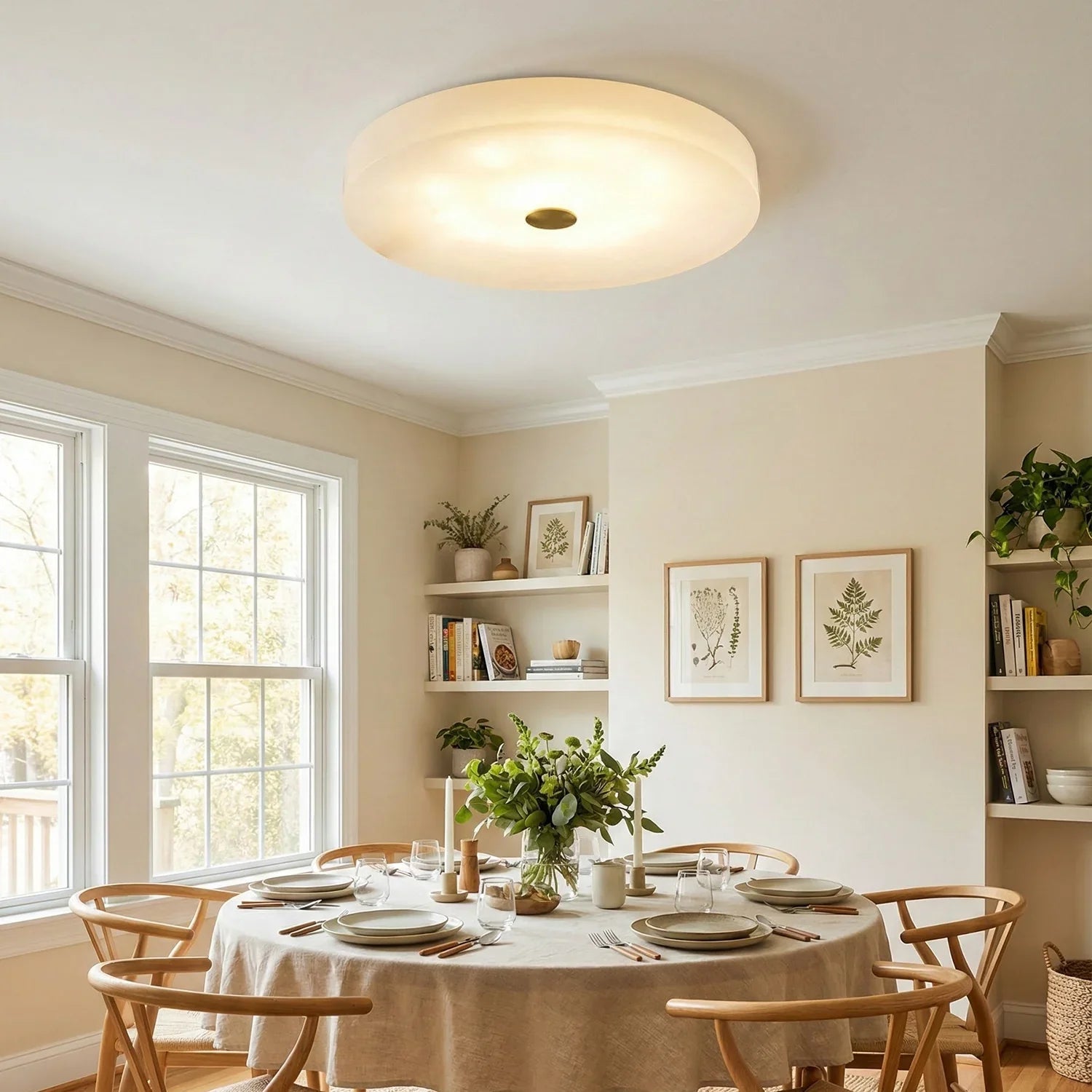 Disc Shaped Sophie Alabaster Ceiling Lamp