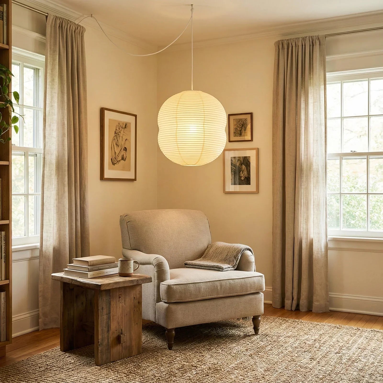 Akari Double Hemispherical Pendant Light