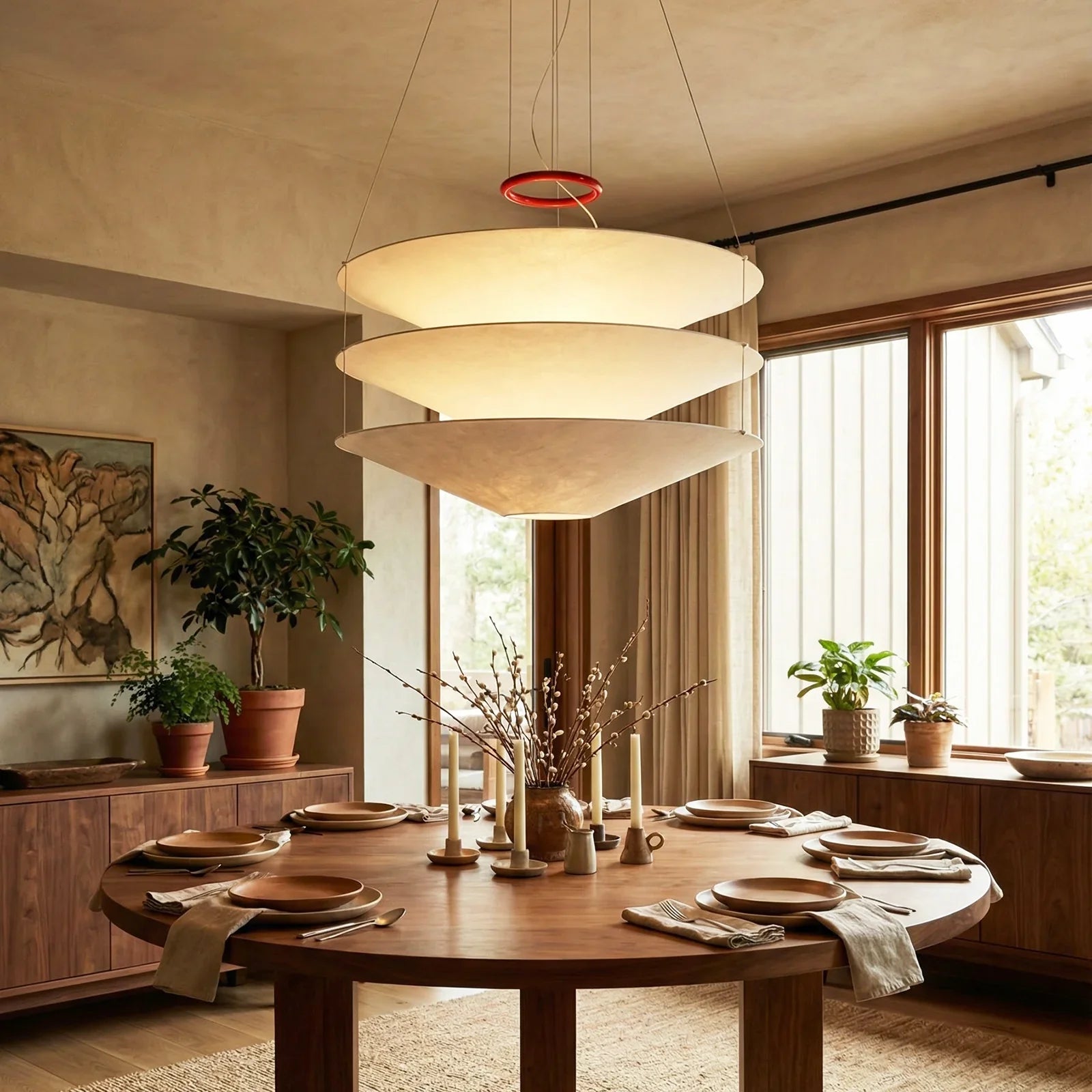 Floating Three Tiered Disc Pendant Light