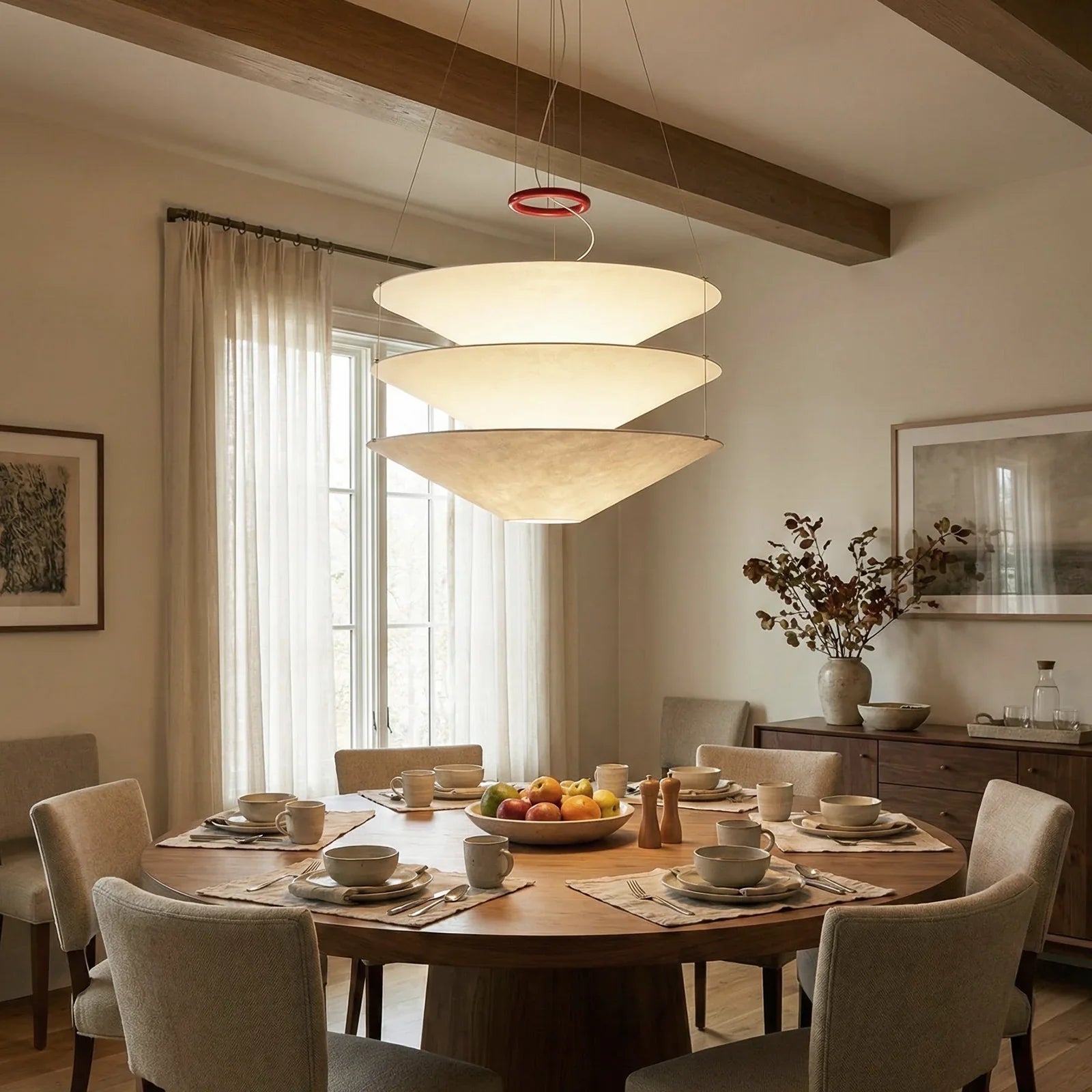 Floating Three Tiered Disc Pendant Light