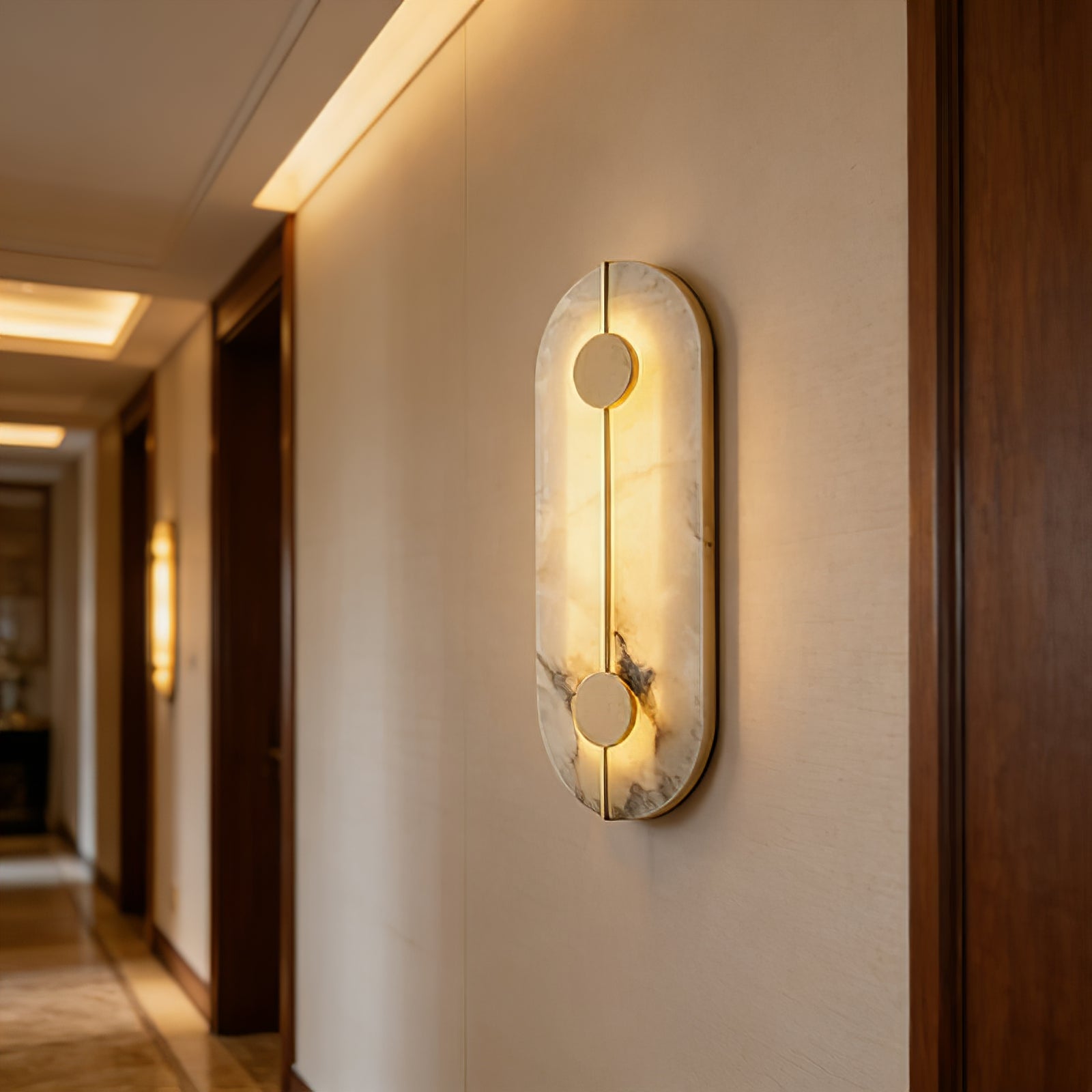 Geometric Capsule Natural Alabaster Wall Sconce
