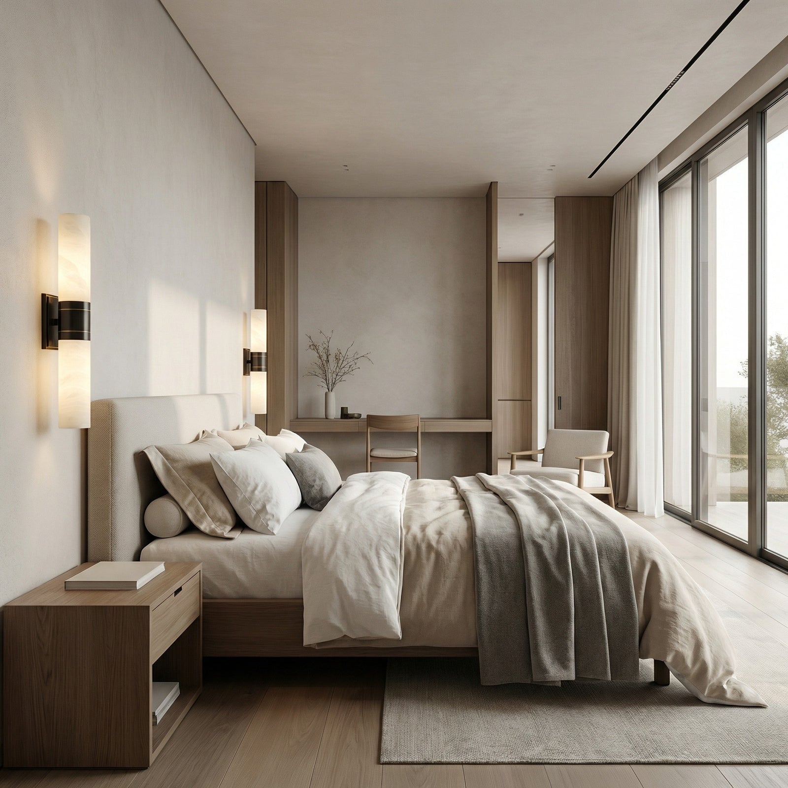 Linear Alabaster Dual Cylinder Light
