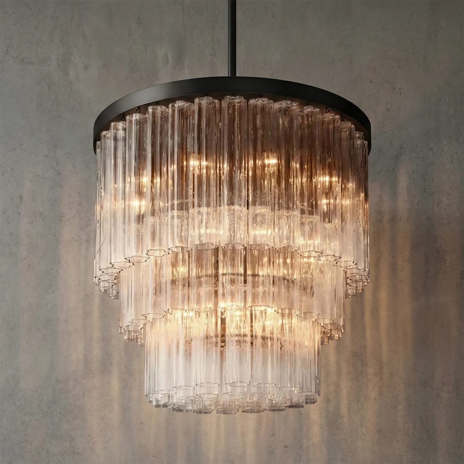 Linear Crystal Cascade Chandelier