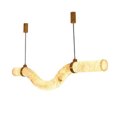 Linear Geometry Wave Alabaster Chandelier