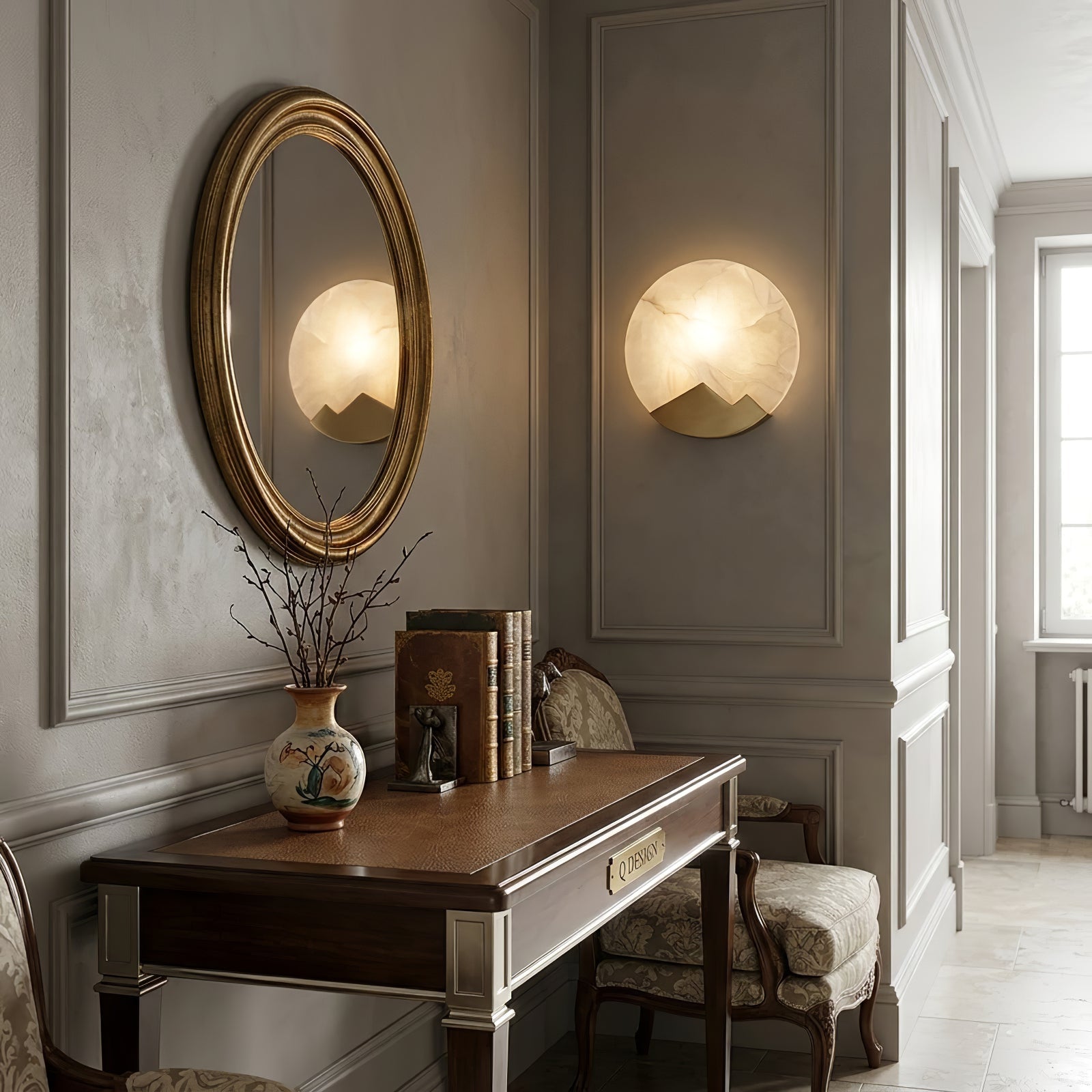 Luxury Copper Moon Alabaster Sconce