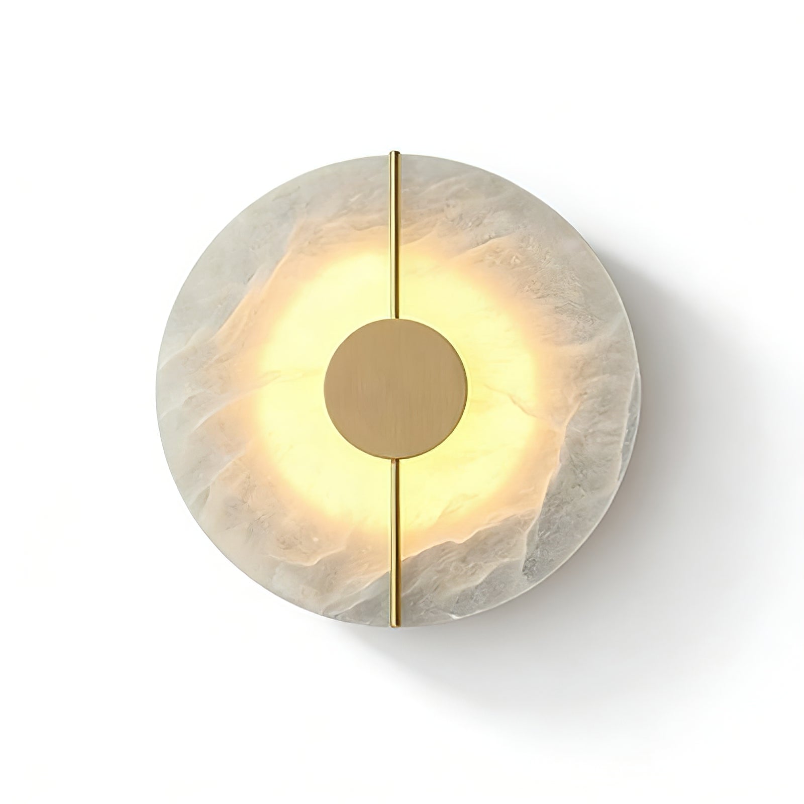 Circular Alabaster Wall Lamp With Brass Bar
