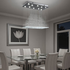 Astra Modern Luxury K9 Crystal Inner Pyramid Rectangular Chandelier