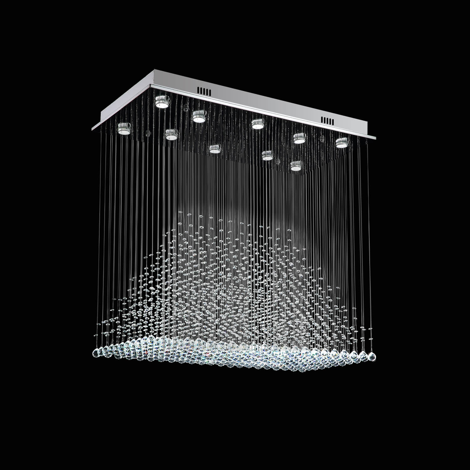 Astra Modern Luxury K9 Crystal Inner Pyramid Rectangular Chandelier