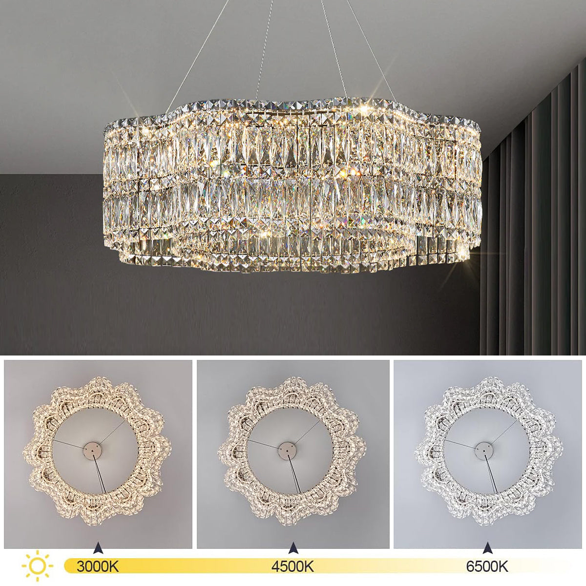 Modern Floral K9 Crystal Chandelier