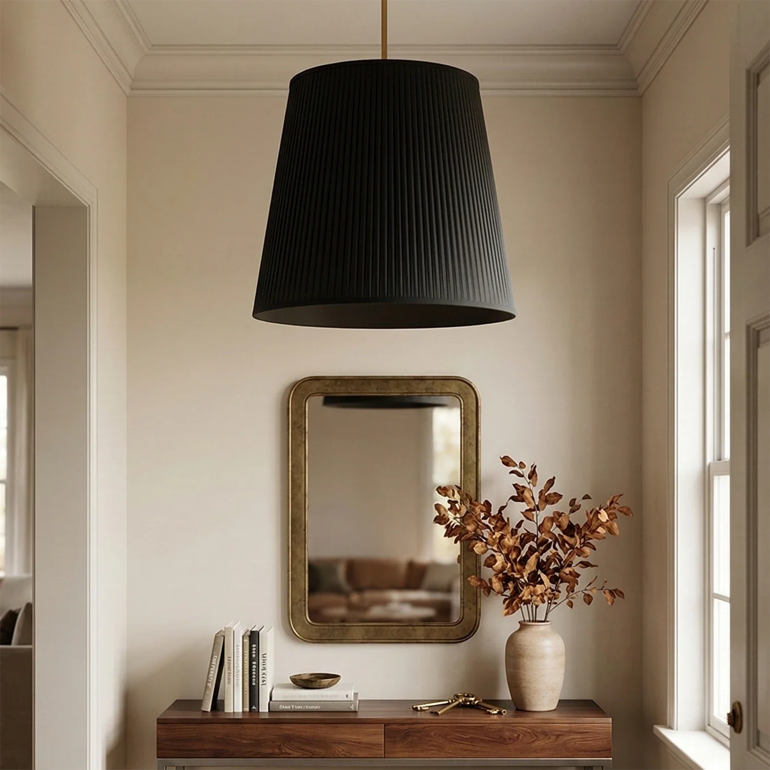 Modern Tailored Reed Pleat Stem Pendant
