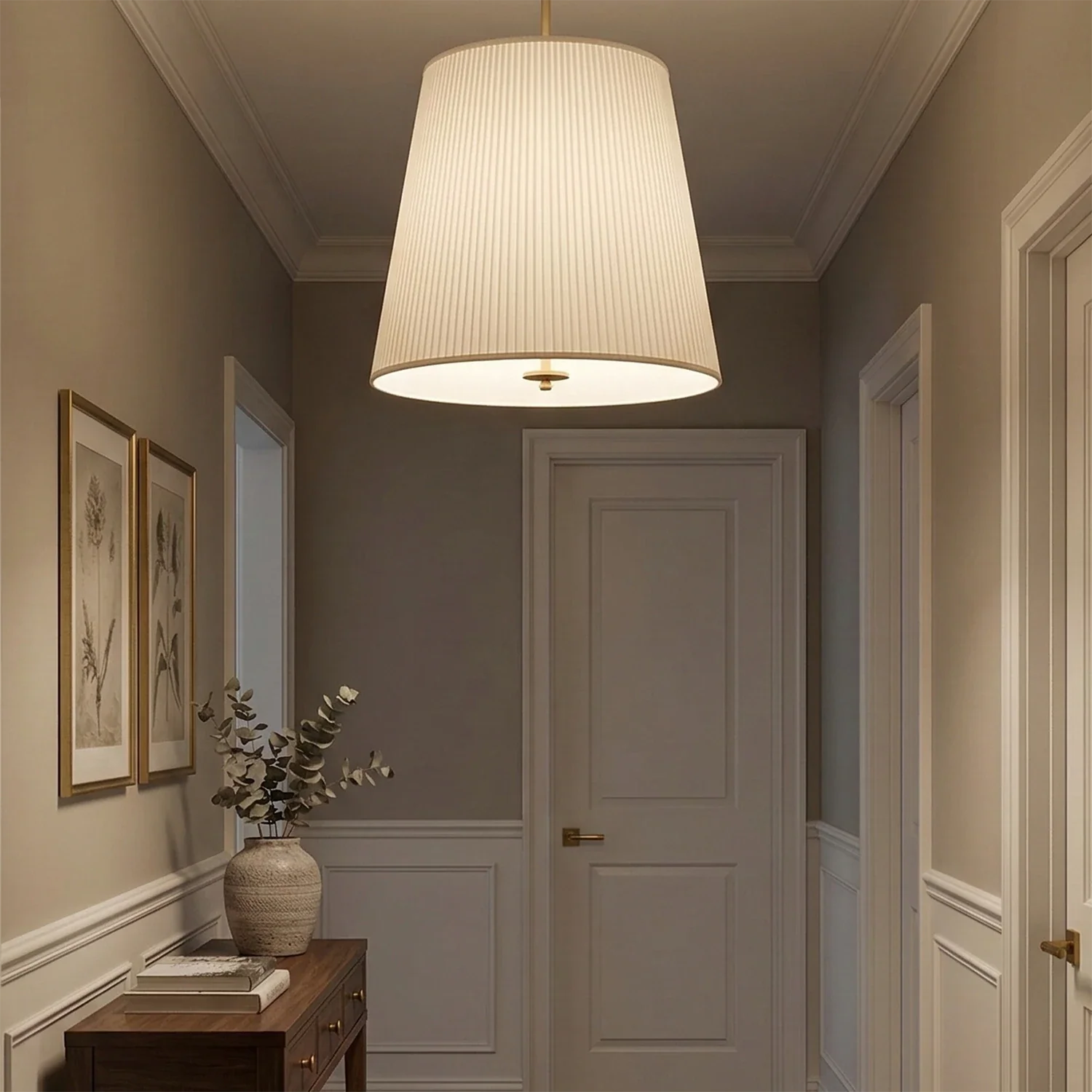 Modern Tailored Reed Pleat Stem Pendant