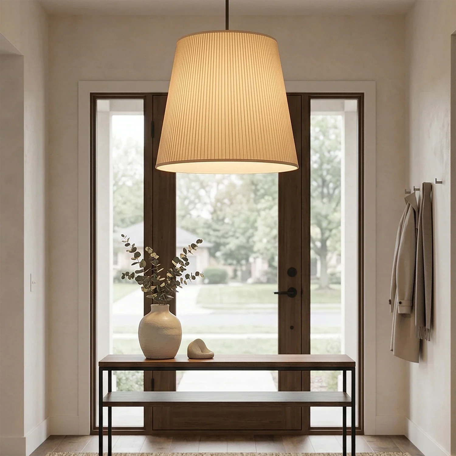 Modern Tailored Reed Pleat Stem Pendant
