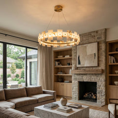 Rectangle Alabaster Annular Chandelier