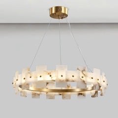Rectangle Alabaster Annular Chandelier