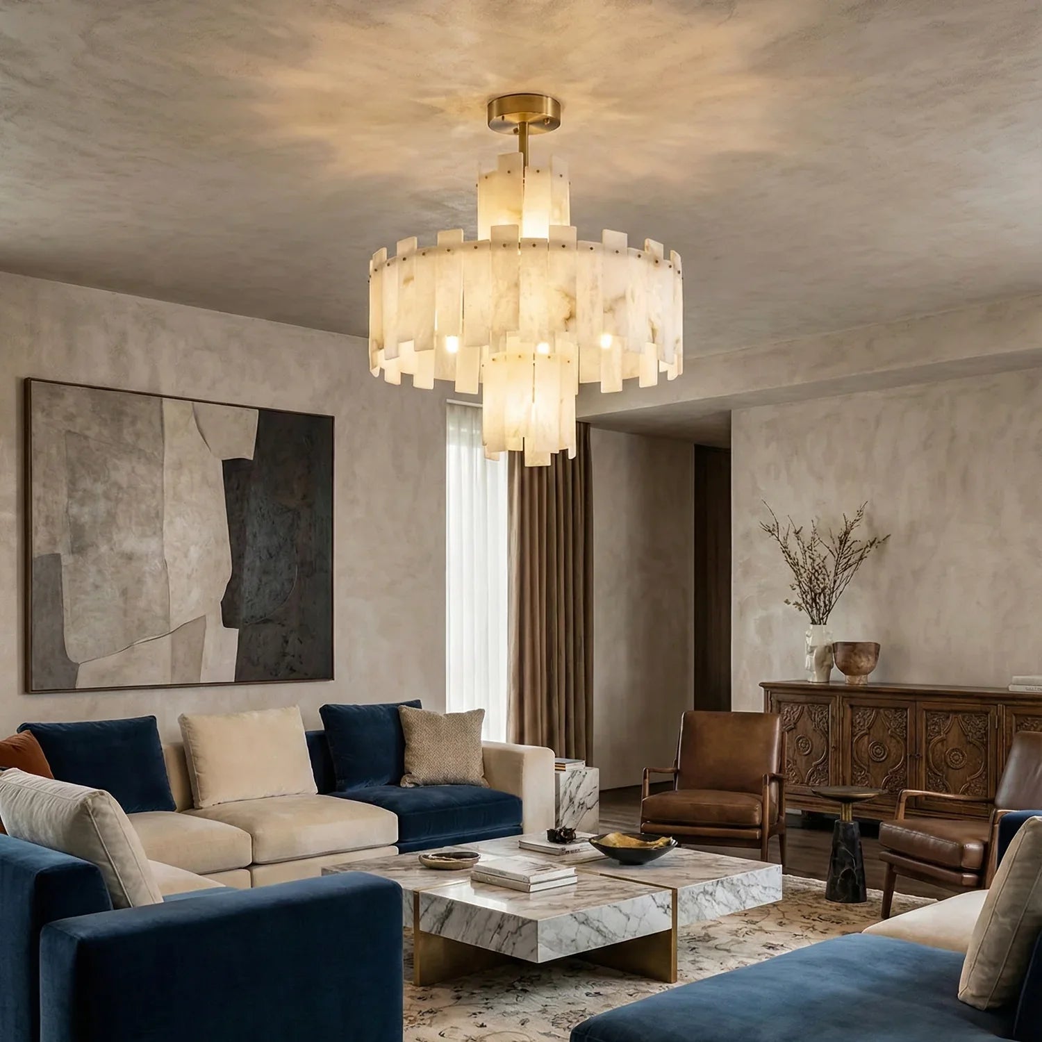 Rectangle Alabaster Irregular Chandelier