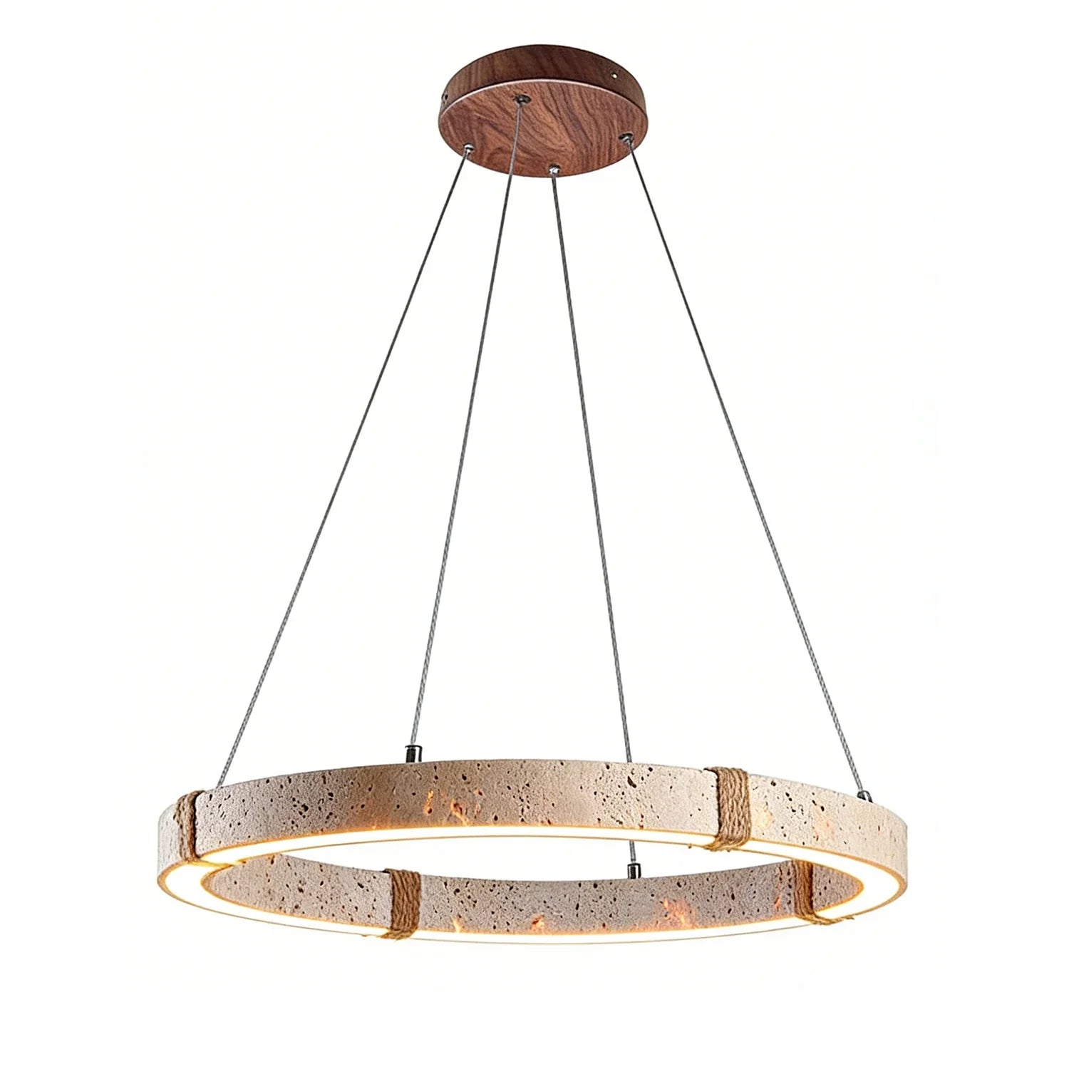 Ringor Minimalist Round Travertine Chandelier