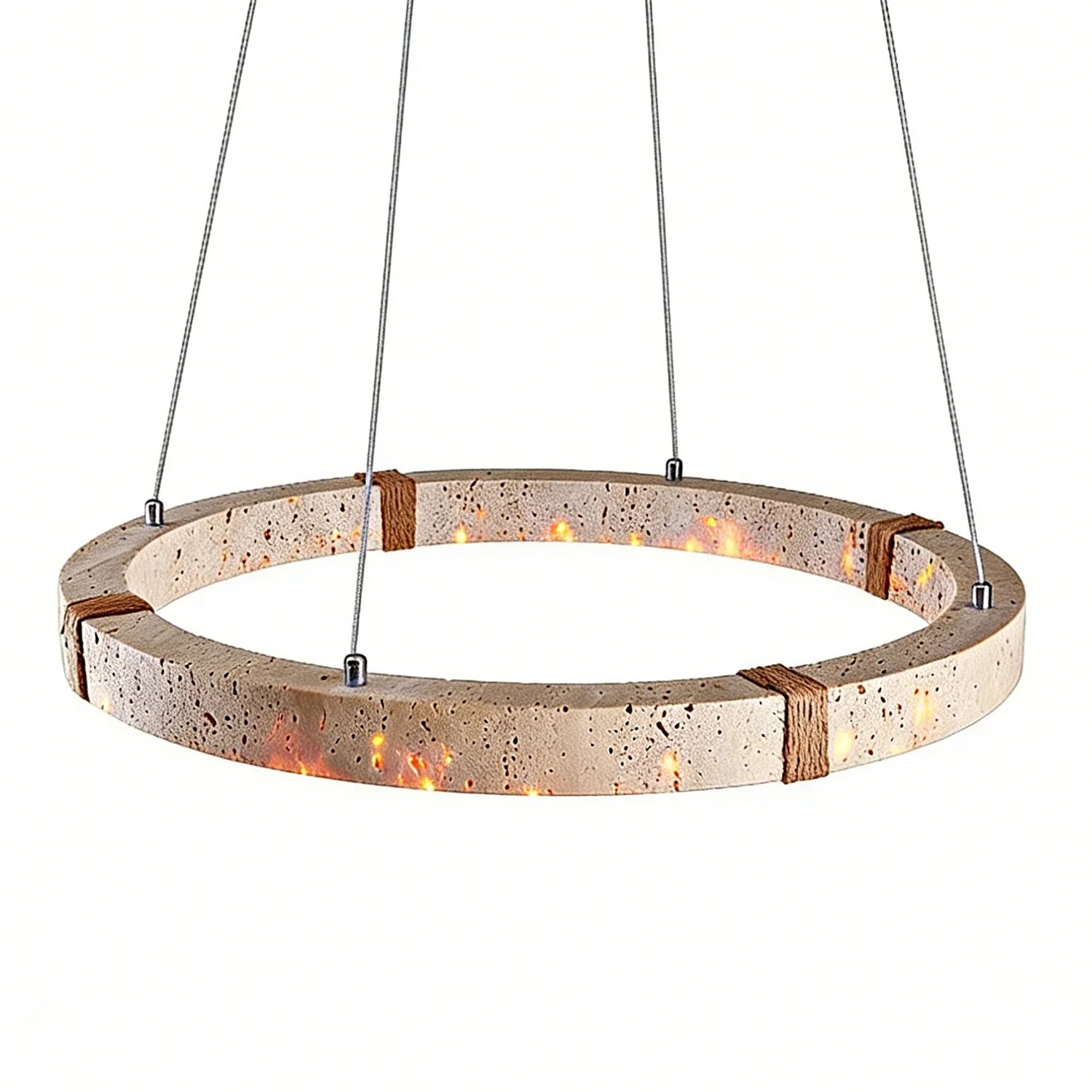 Ringor Minimalist Round Travertine Chandelier