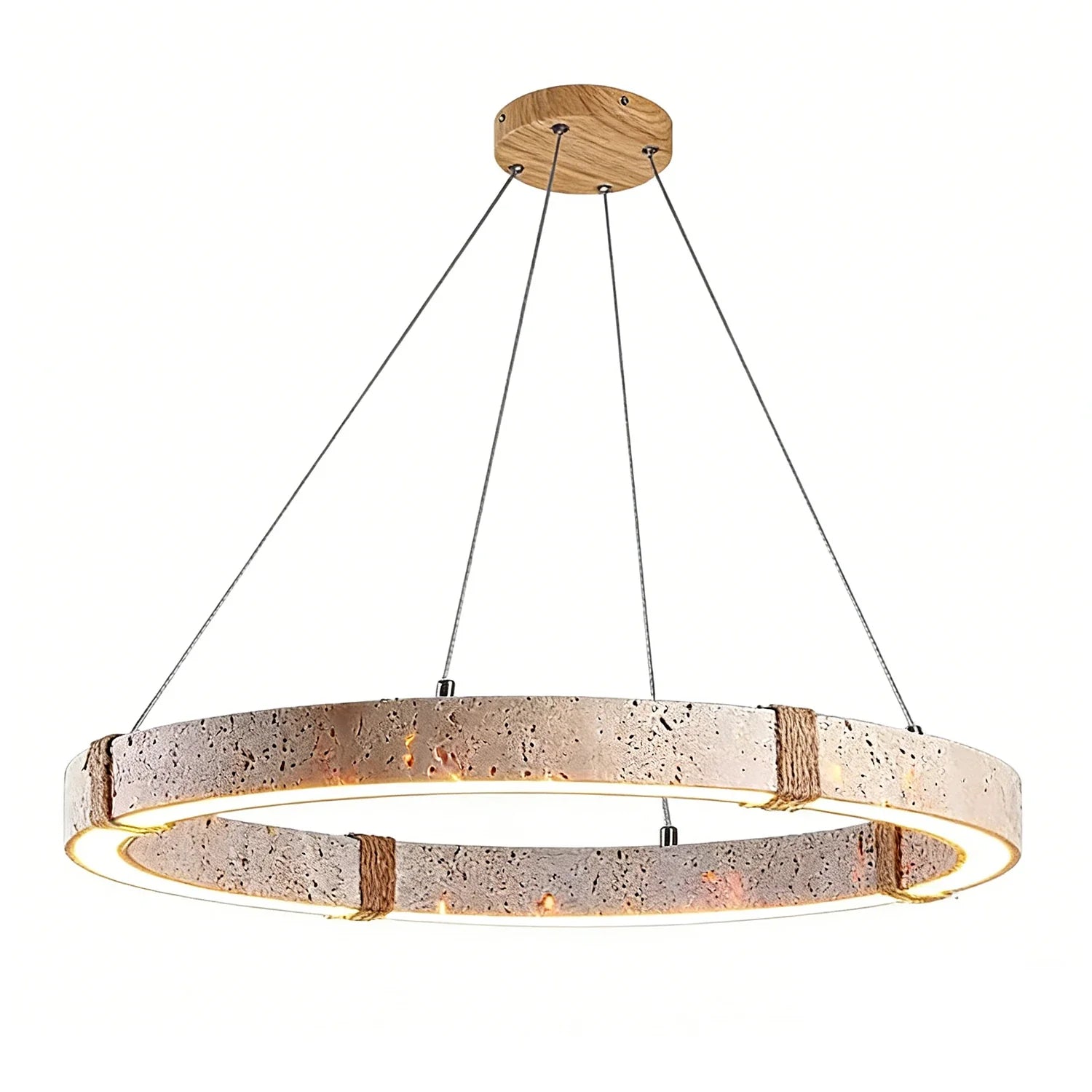 Ringor Minimalist Round Travertine Chandelier