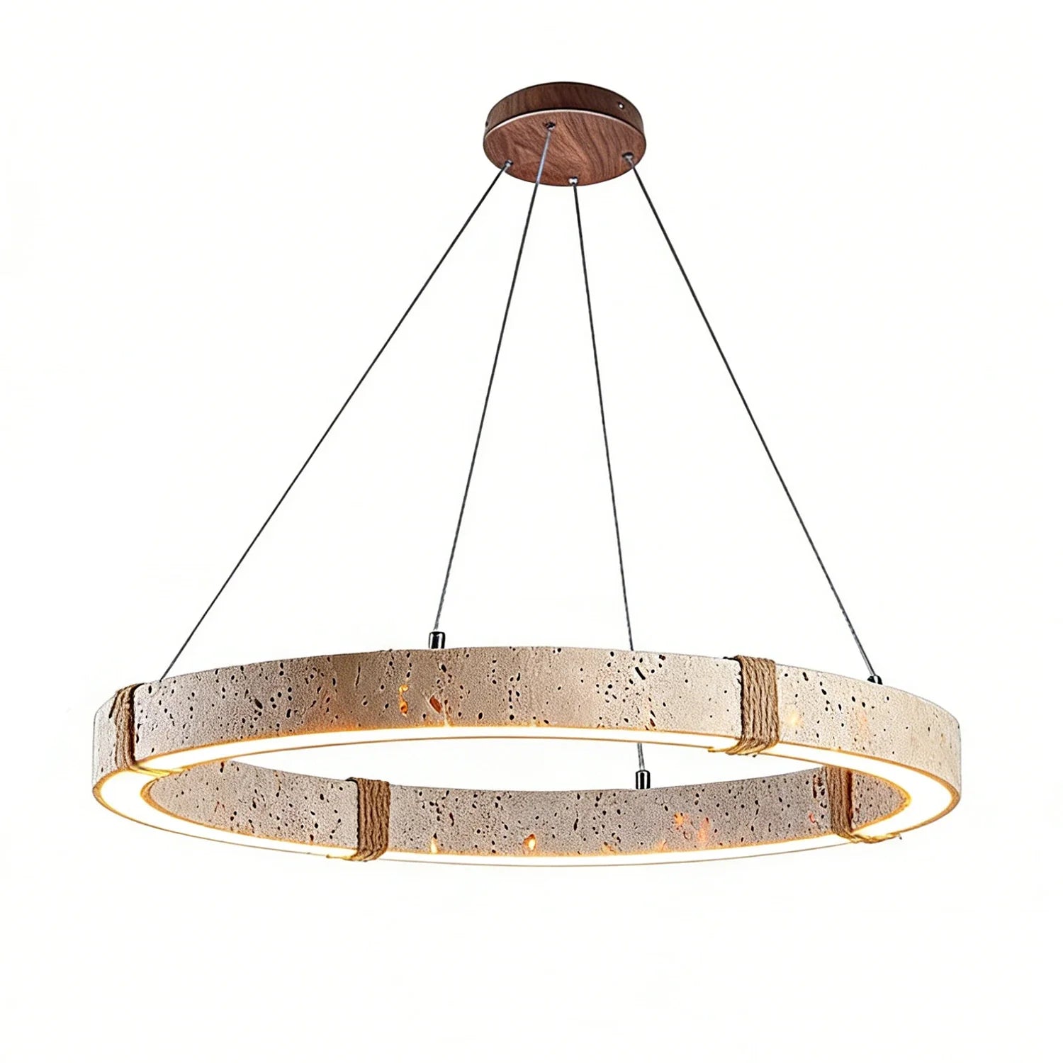 Ringor Minimalist Round Travertine Chandelier