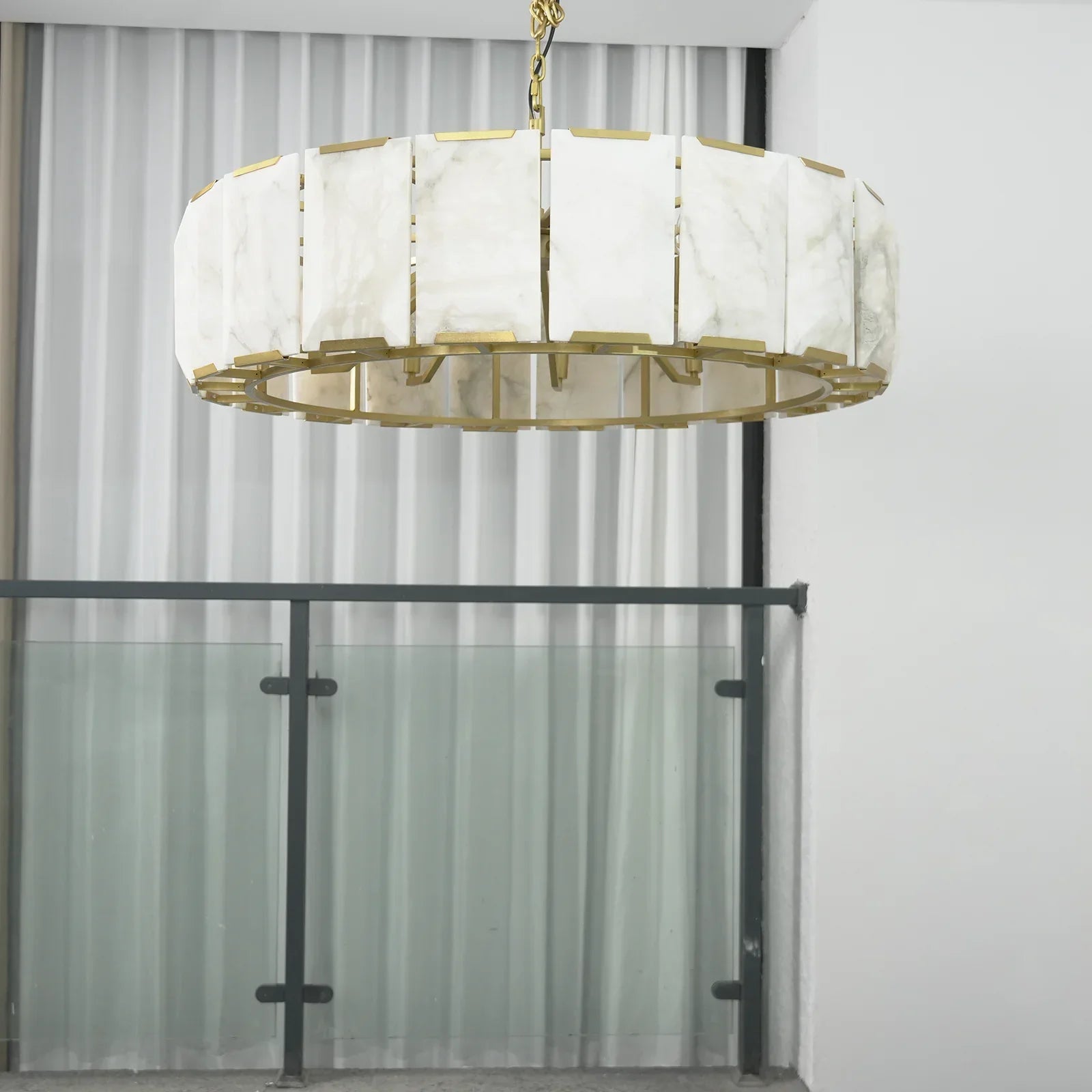 Round Alabaster Calcite Chandelier