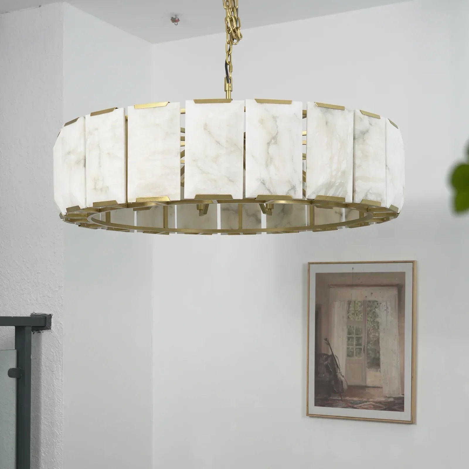 Round Alabaster Calcite Chandelier