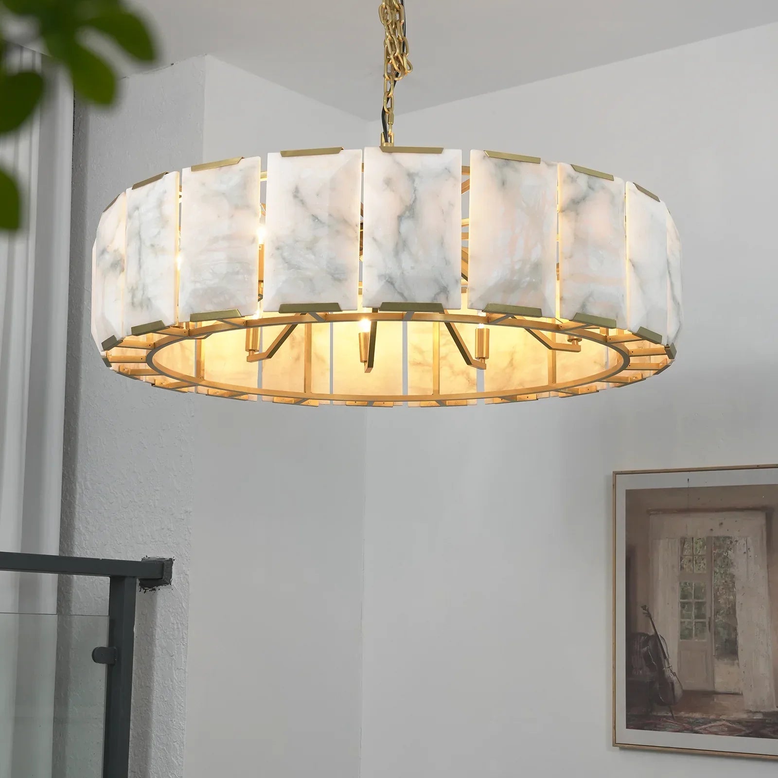 Round Alabaster Calcite Chandelier