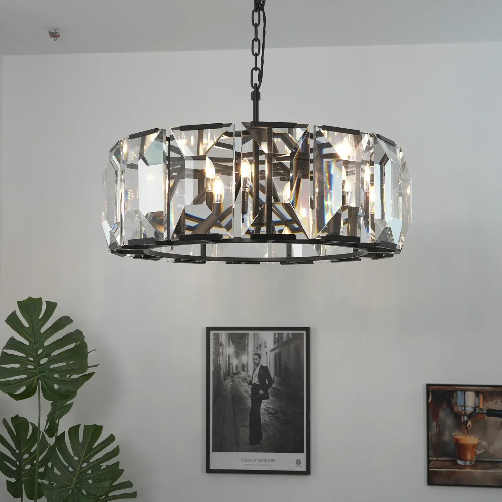 Round Crystal Calcite Chandelier