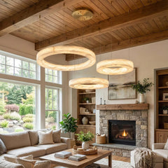 Round Ring Shaped Alabaster Chandelier