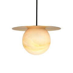 Spherical Alabaster Borra Disc Pendant Light