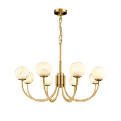 Spherical Alabaster Multi Head Chandelier