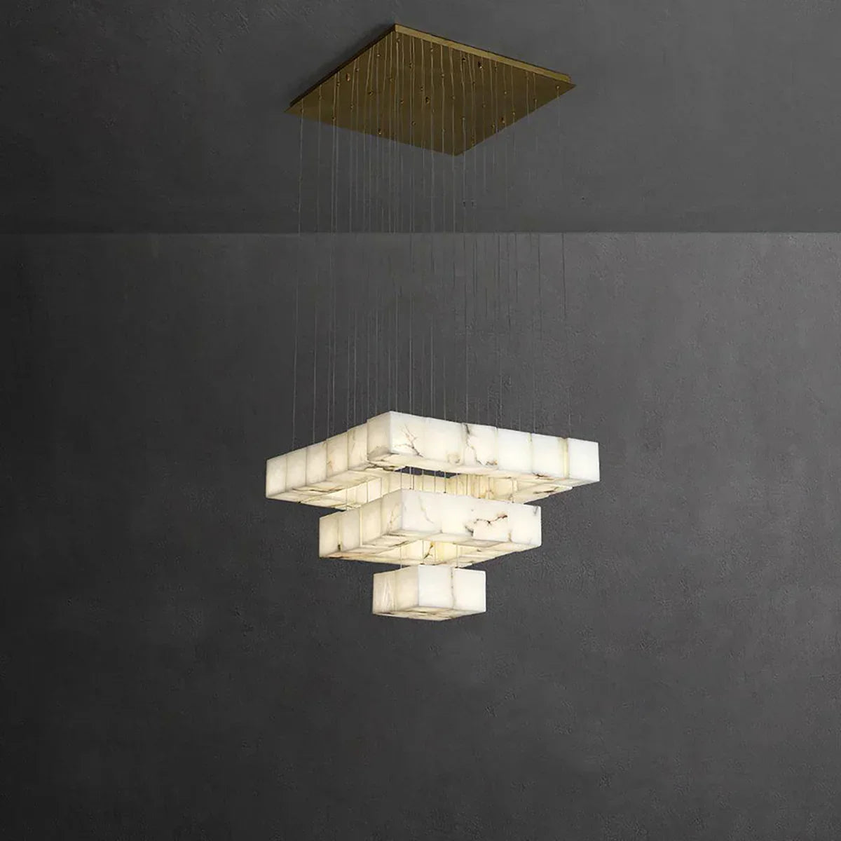 Square Alabaster Box Chandelier