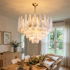 Teardrop Shaped Alabaster Chandelier