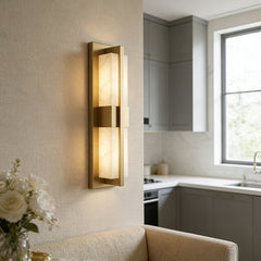 Vertical Alabaster Stone Wall Sconce